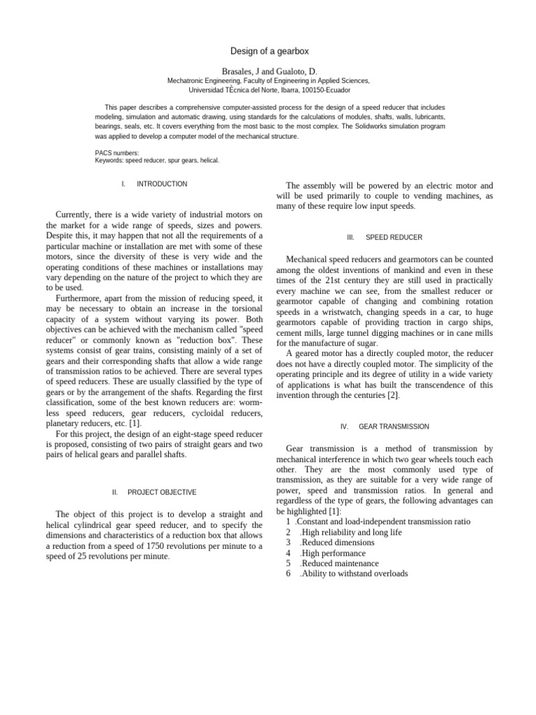 Speed Reducer Design Process | PDF | Gear | Bearing (Mechanical)