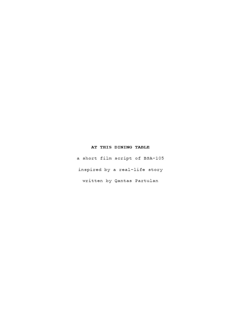 At This Dining Table: A Film Script | PDF
