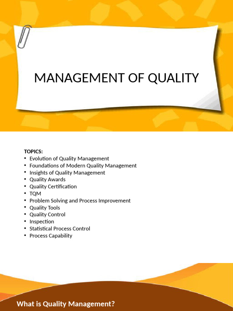 Management-of-Quality | PDF | Quality Management | Quality Assurance