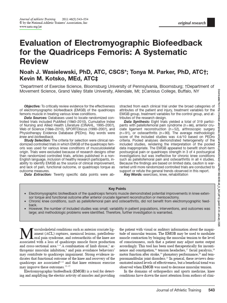 Wasielesky | PDF | Electromyography | Knee