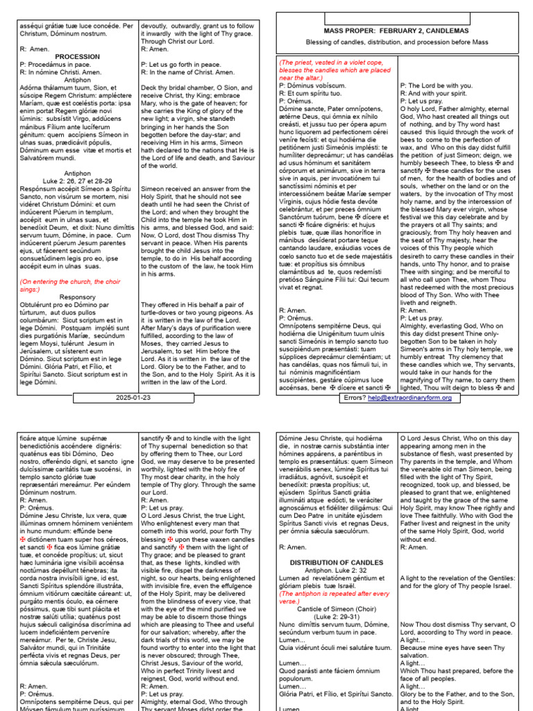 Candlemas Mass: Blessing & Procession | PDF | Worship | Christian ...