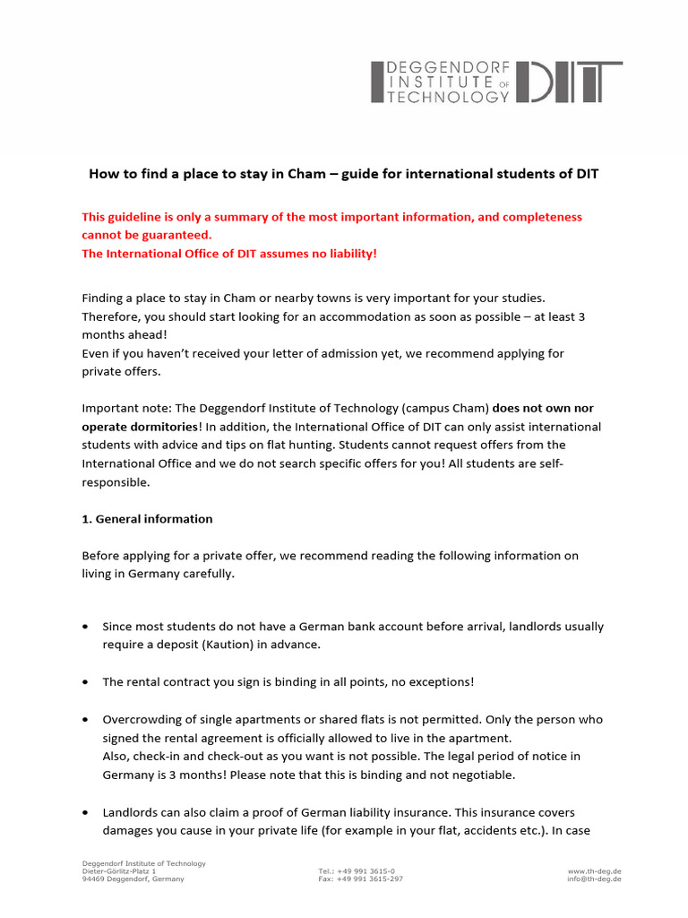 Accommodation Guide for DIT Students | PDF | Estate Agent | Apartment