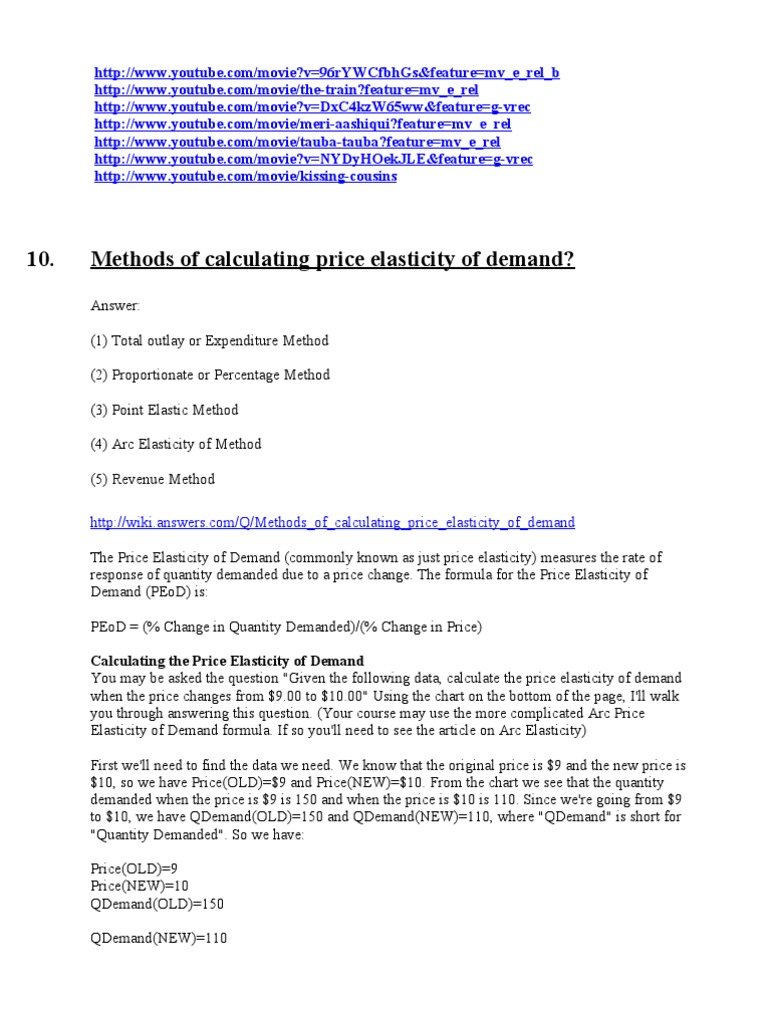 Calculating Price Elasticity of Demand | PDF | Price Elasticity Of 