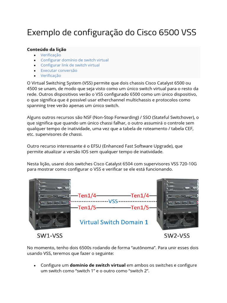 Configuração do VSS no Cisco 6500 | PDF | Comutador de rede ...