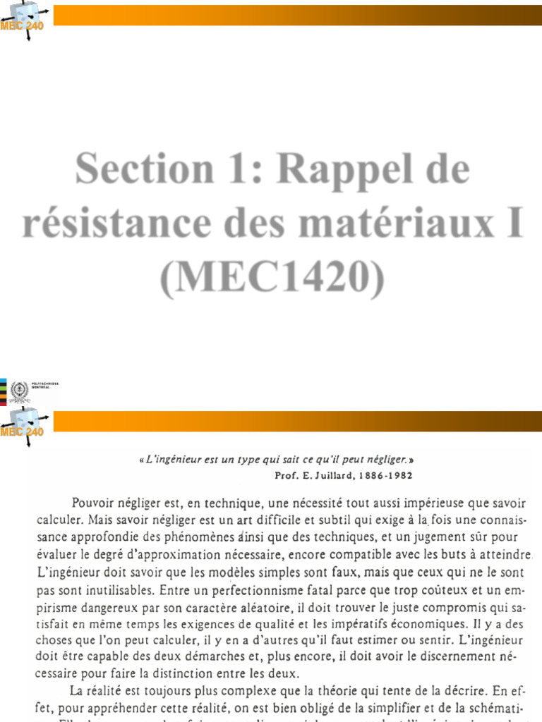 Rappel de RDM II pour MEC2405 | PDF | Résistance des matériaux ...