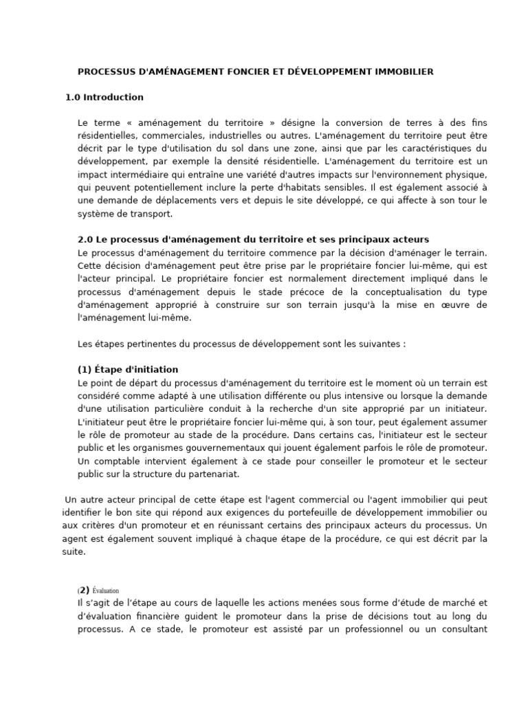 Aménagement foncier et développement immobilier | PDF | Comptabilité ...