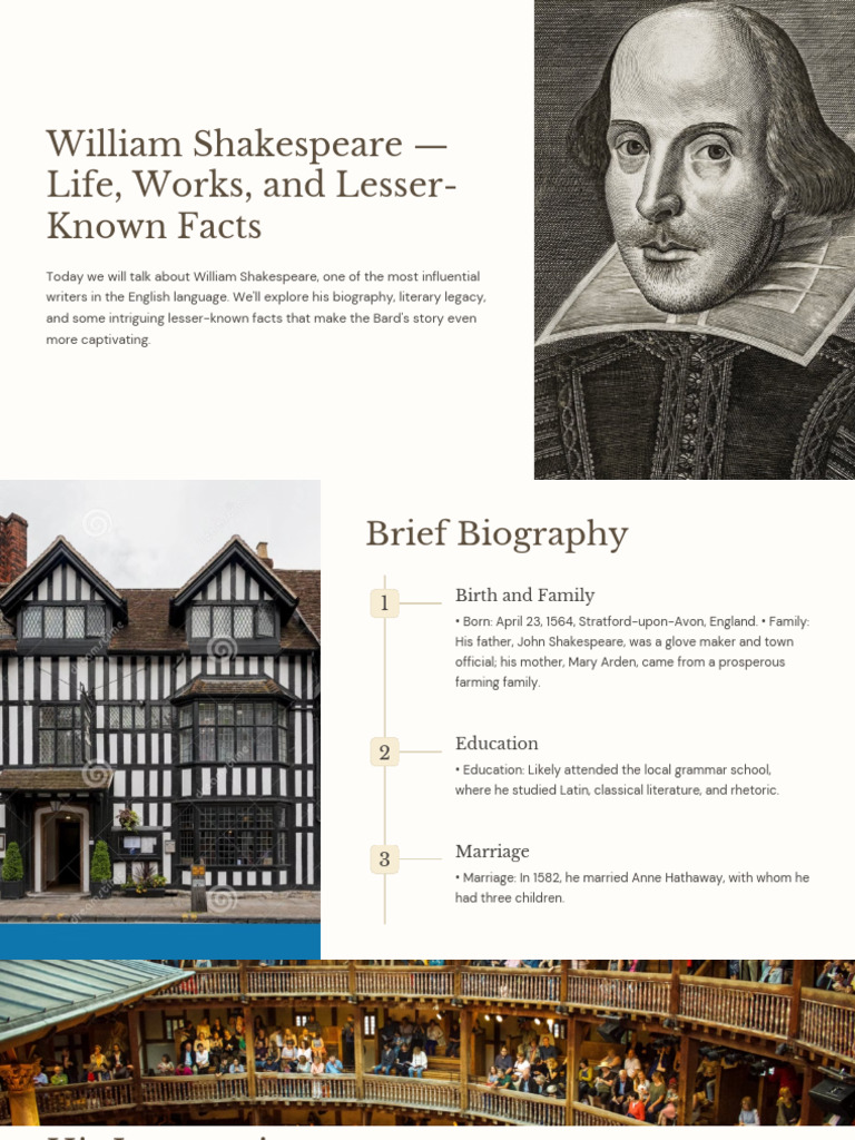 Shakespeare: Life, Works, and Facts | PDF | William Shakespeare | Theatre