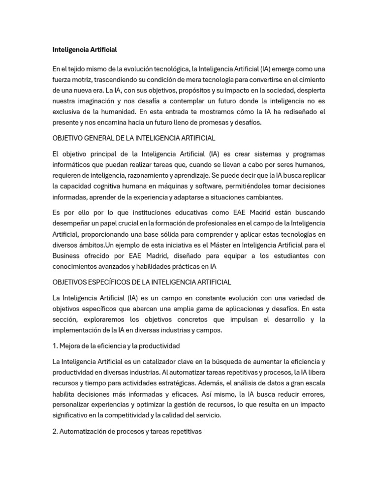Impacto de la Inteligencia Artificial en Empresas | PDF | Inteligencia ...