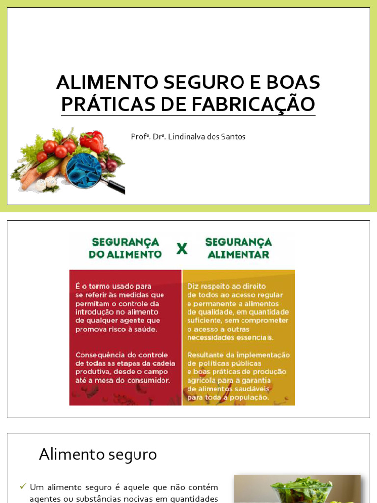 Alimentos Seguros: Boas Práticas de Manipulação | PDF