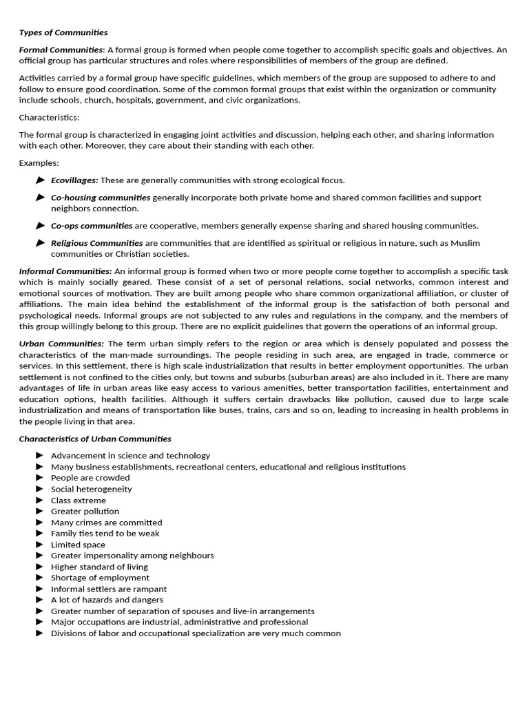 Types of Communities Explained | PDF | Community | Governance