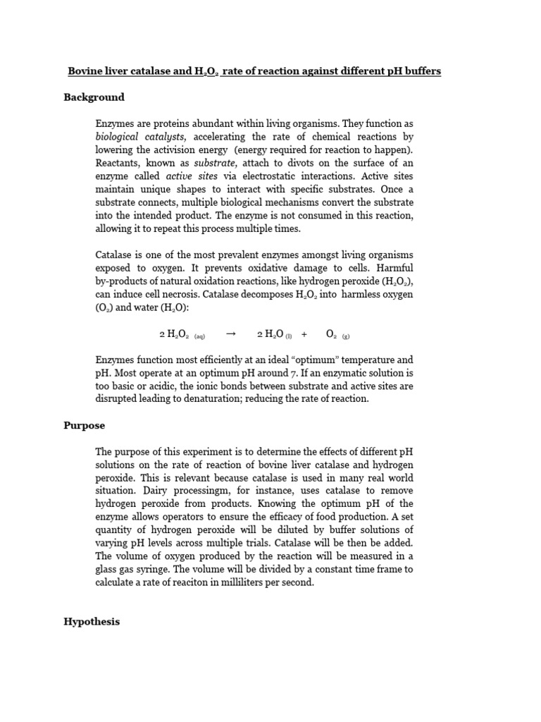 Catalase Reaction Rates at Varying pH | PDF | Catalase | Active Site