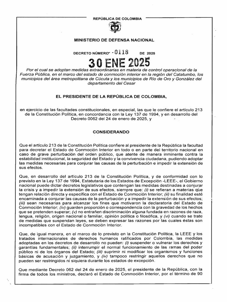 Medidas del Decreto 0118 de 2025 | PDF | Gobierno
