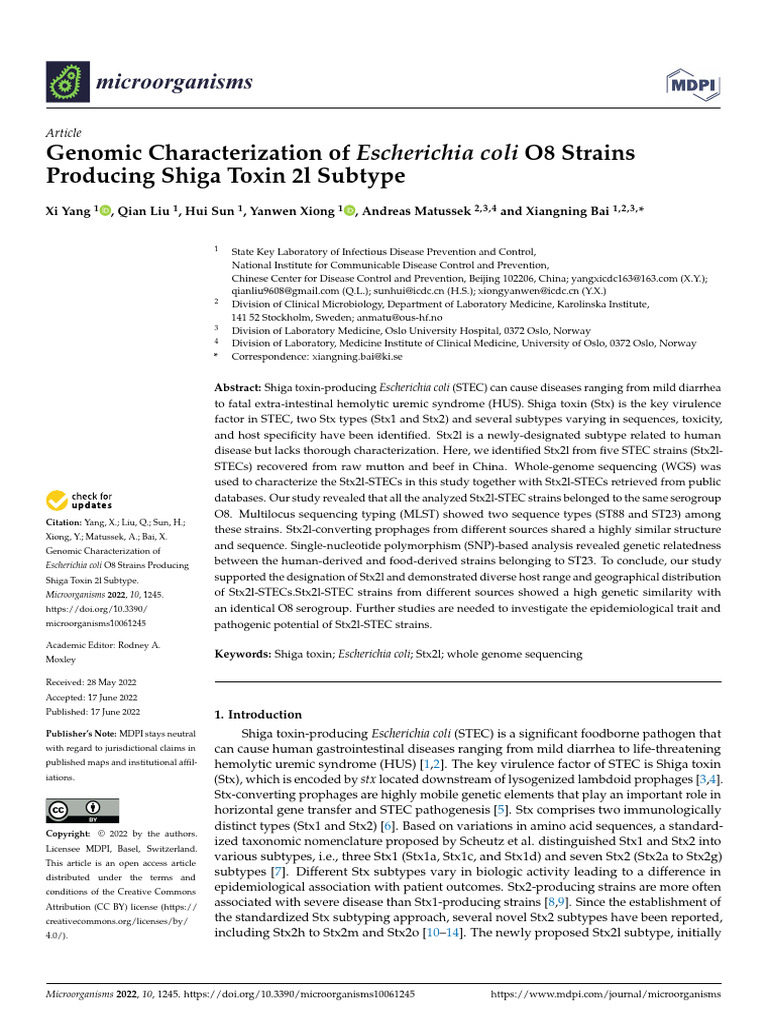 Postnr 2052297 - Yang Et Al - Microorganisms-10-01245-V2 29 | PDF ...