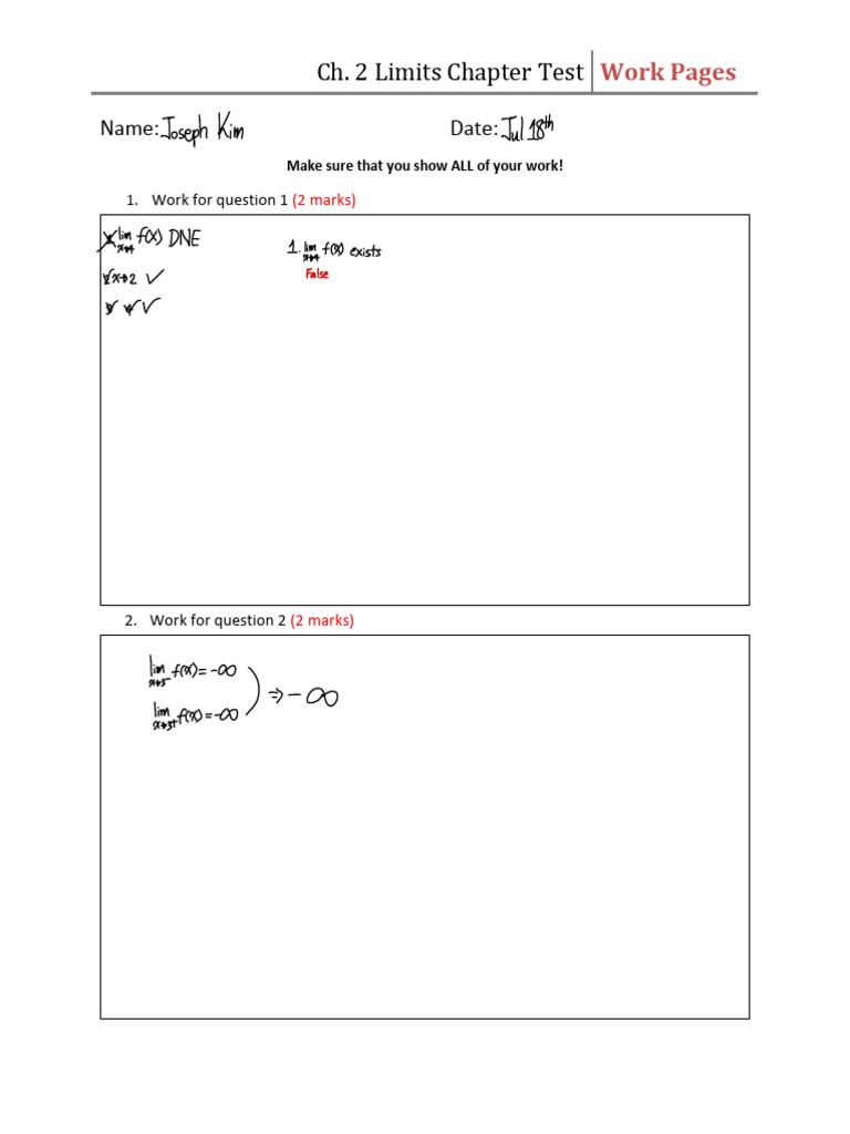 Test Work Done Unit 2 | PDF