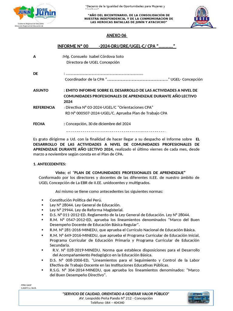 Anexo 6 Informe Final Cpa | PDF | Evaluación | Plan de estudios