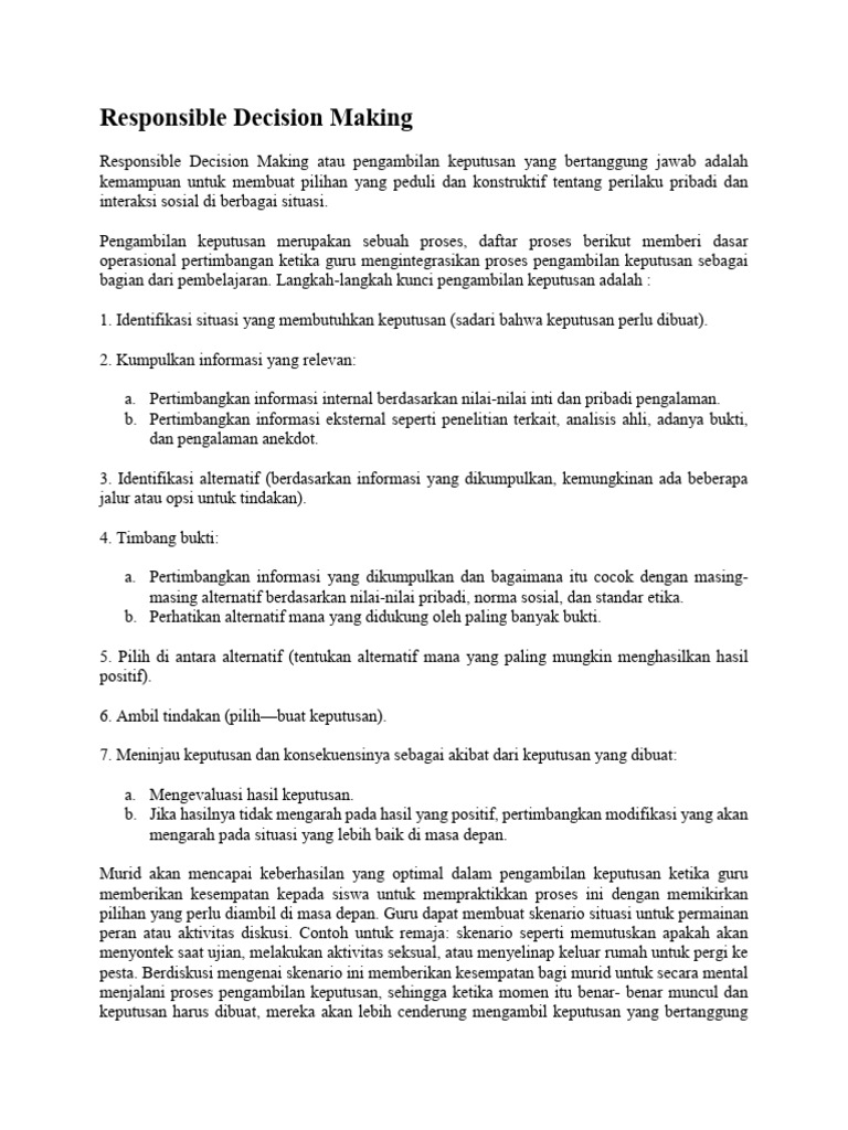 Responsible Decision Making | PDF