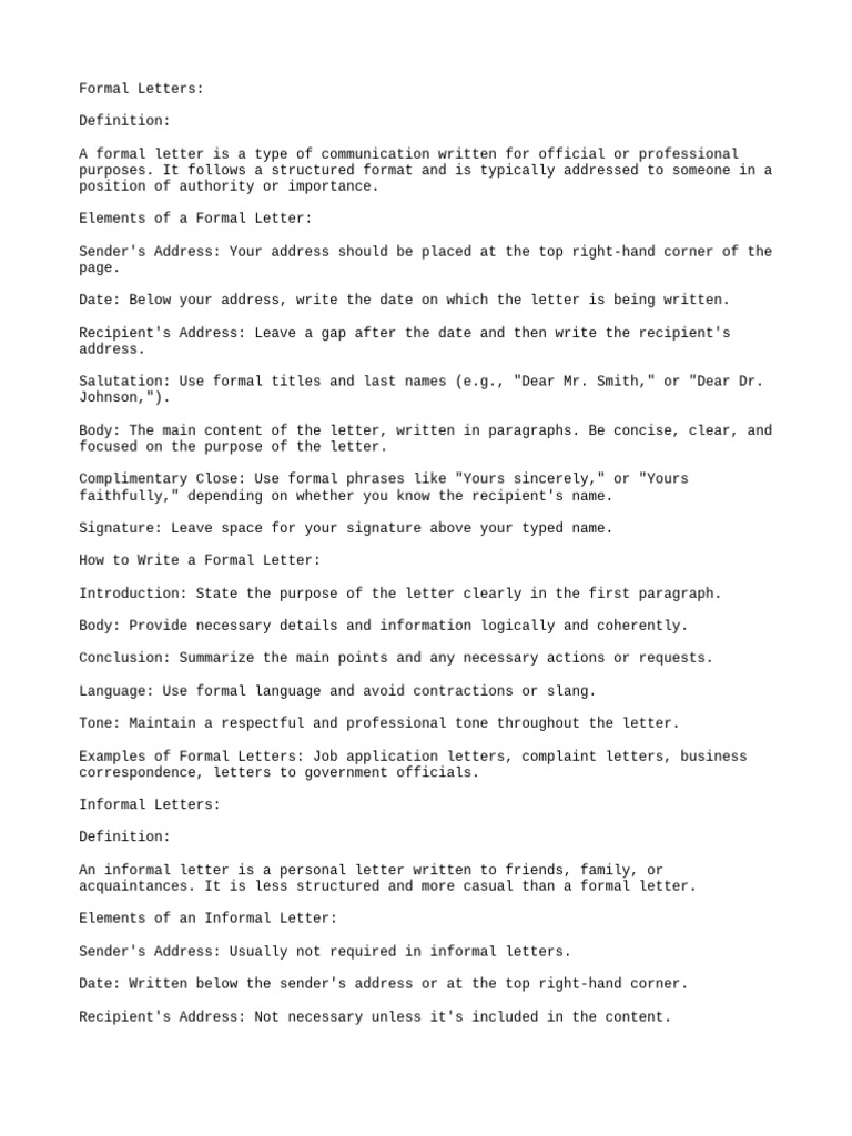 Formal vs Informal Letters Guide | PDF | Communication | Human ...
