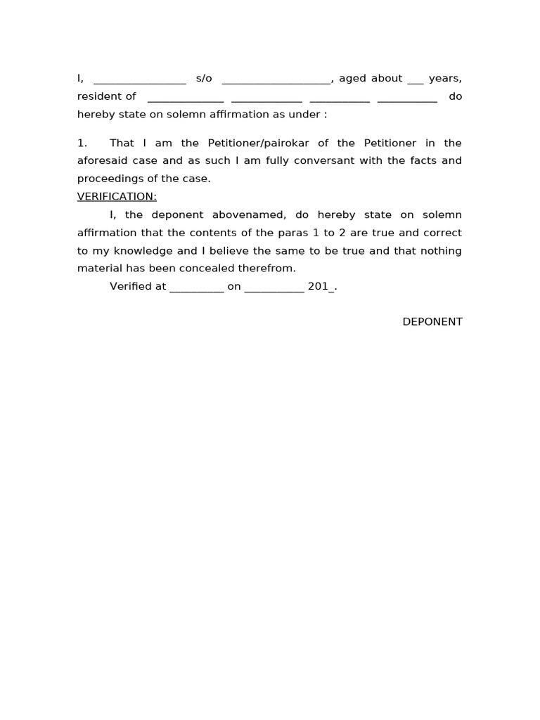 Affidavit of Solemn Affirmation | PDF