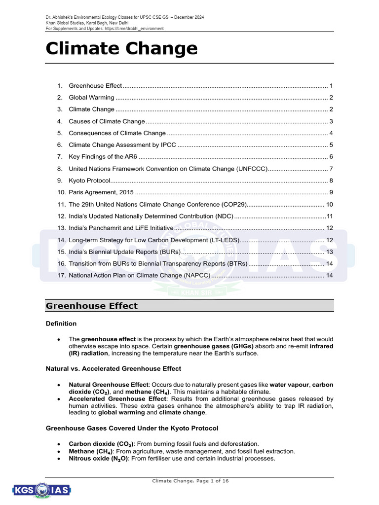 Climate Change Overview for UPSC CSE 2024 | PDF | Climate Change ...