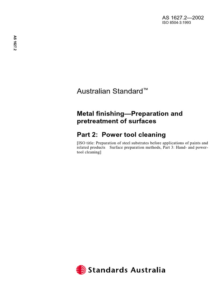 As 1627-2-2002 Metal Finishing Preparation | PDF | Paint | Standards ...
