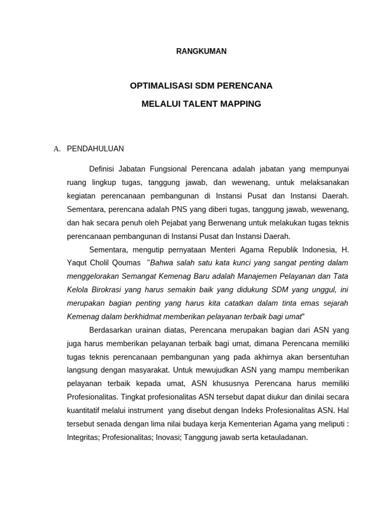 Optimasi SDM Perencana dengan Talent Mapping | PDF