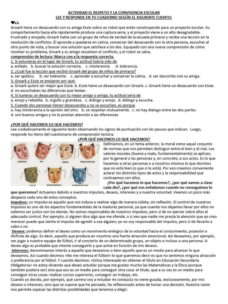 Actividad El Respeto y La Convivencia Escolar | PDF | Razón | Moralidad