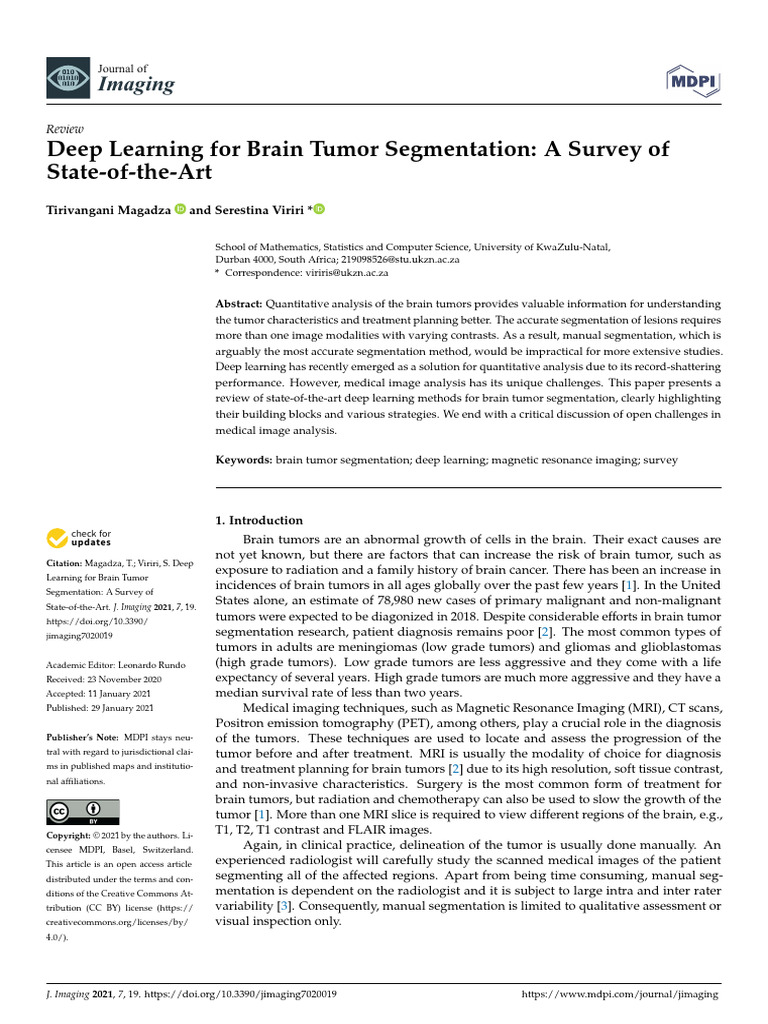Jimaging 07 00019 | PDF | Image Segmentation | Deep Learning
