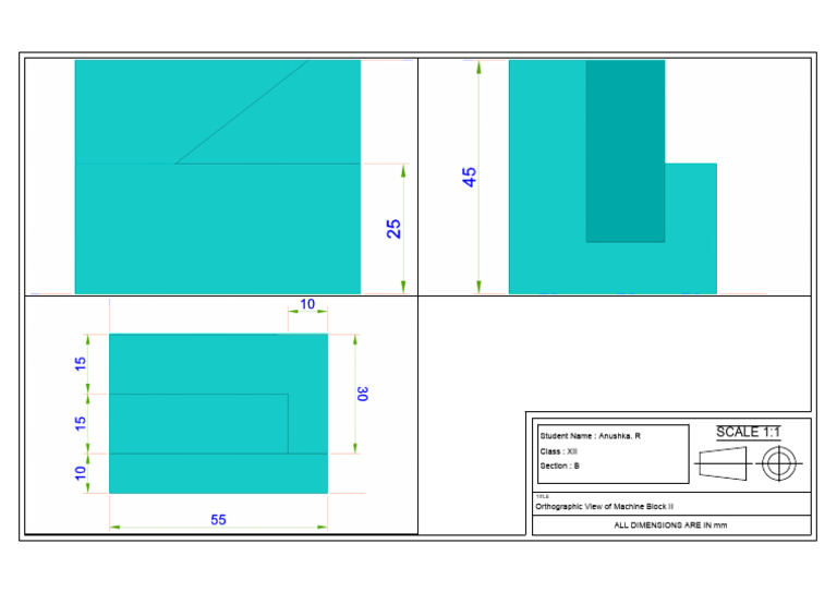 Orthographic View of Machine Block II | PDF