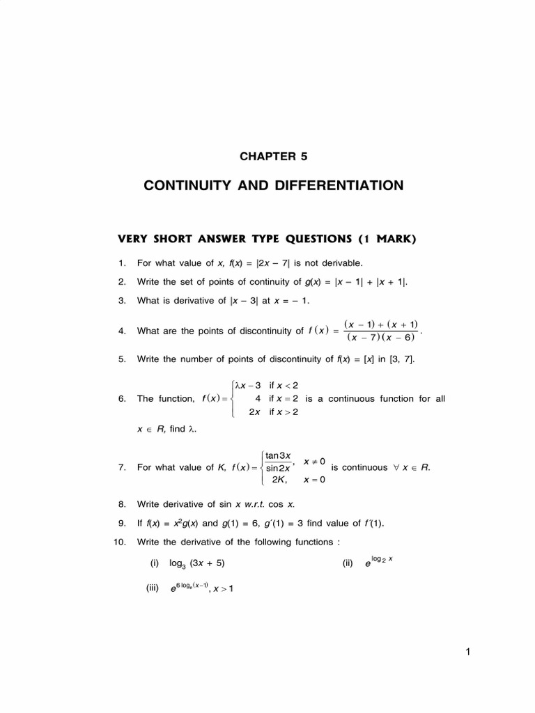 Assignment Chapter 5 Class 12 | PDF