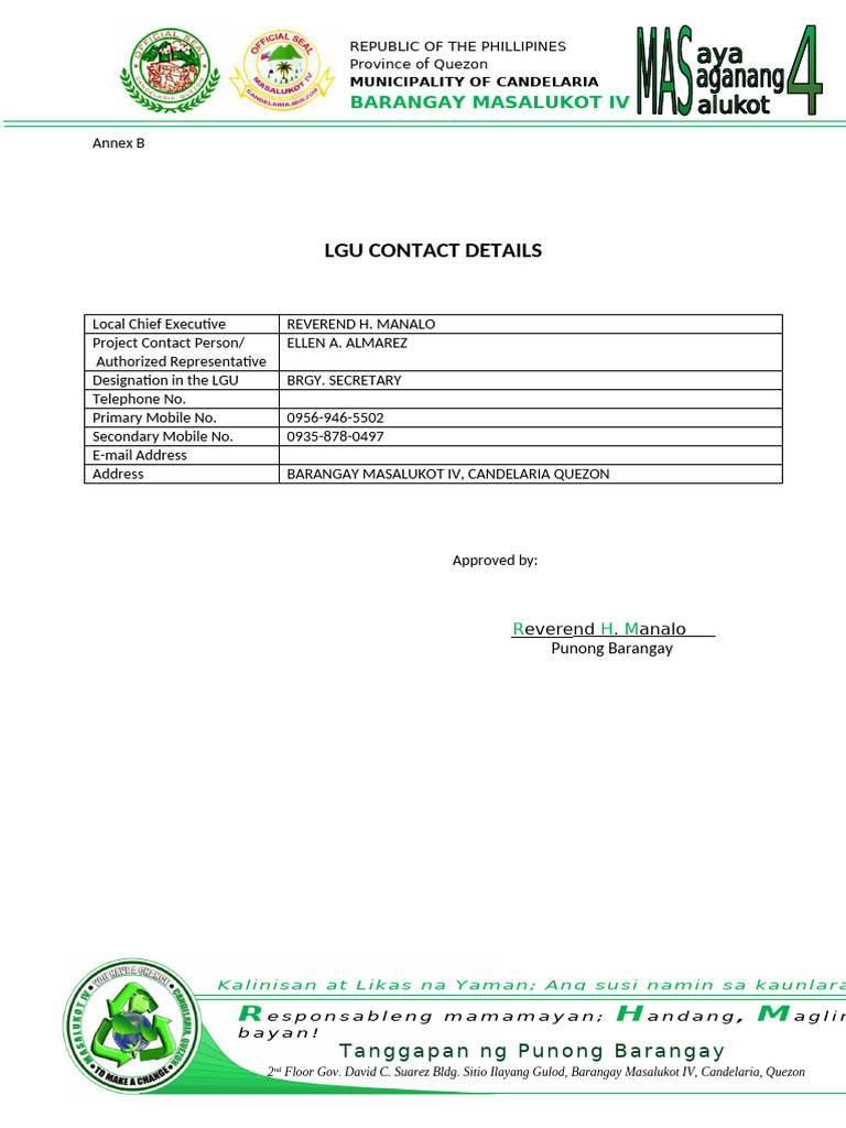 Lgu Contact Details | PDF