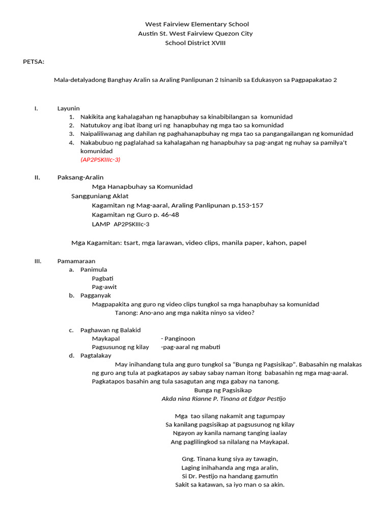 Demo Lesson Plan in AP 2 | PDF