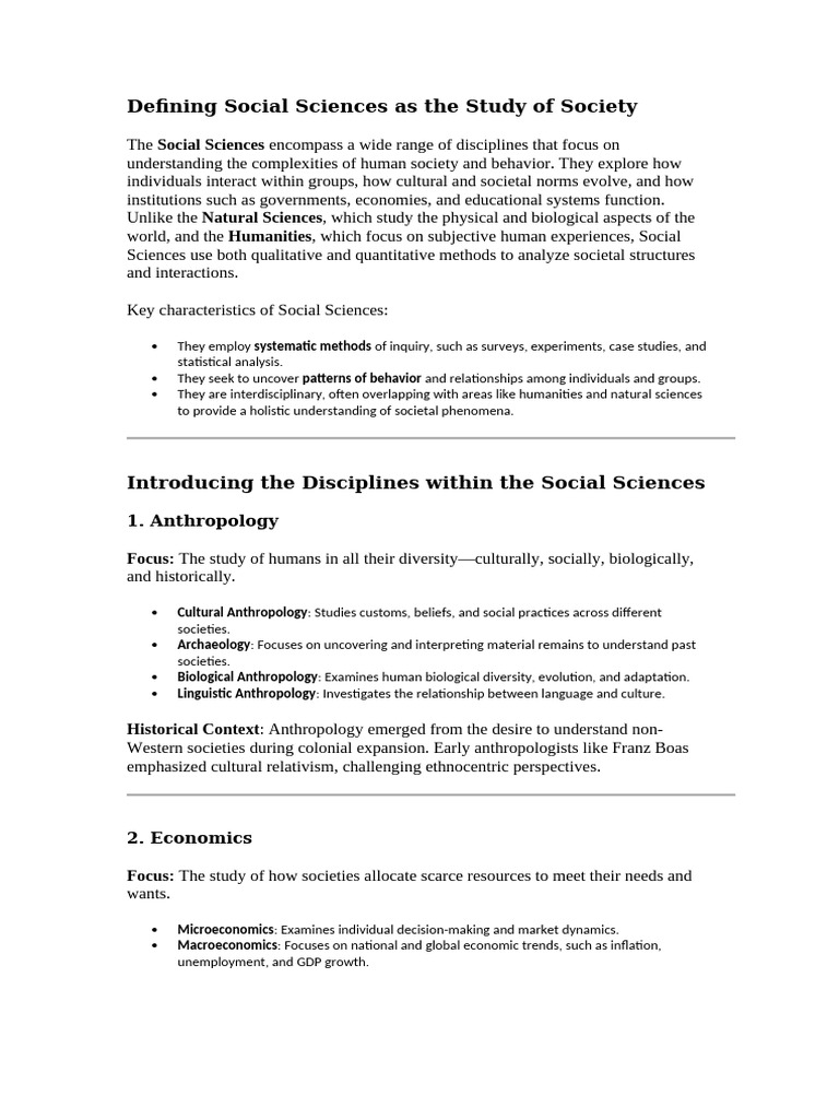Overview of Social Sciences Disciplines | PDF | Social Sciences ...