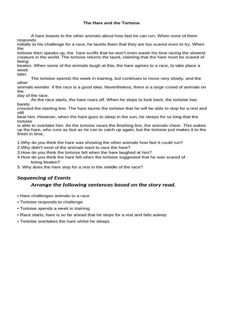 The Tortoise and Hare Race Story | PDF