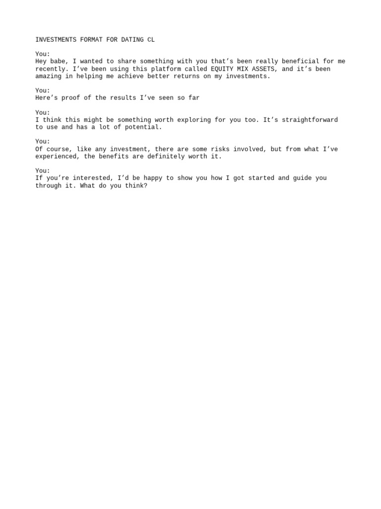 Investment Format for Dating Clients | PDF