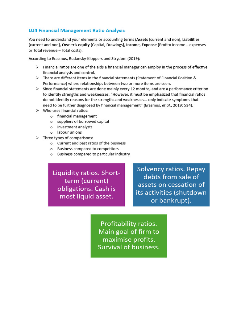 Financial Management Ratio Analysis Guide | PDF | Financial Ratio ...