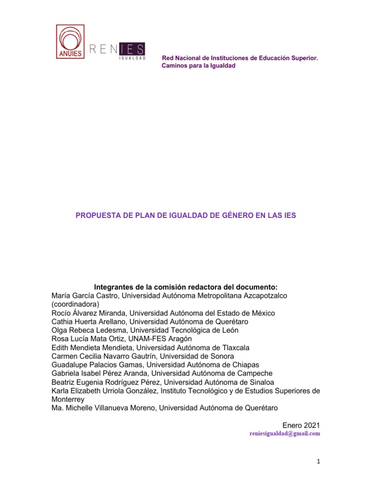 Plan de Igualdad de Género en IES | PDF | Estudios de género | Igualdad ...