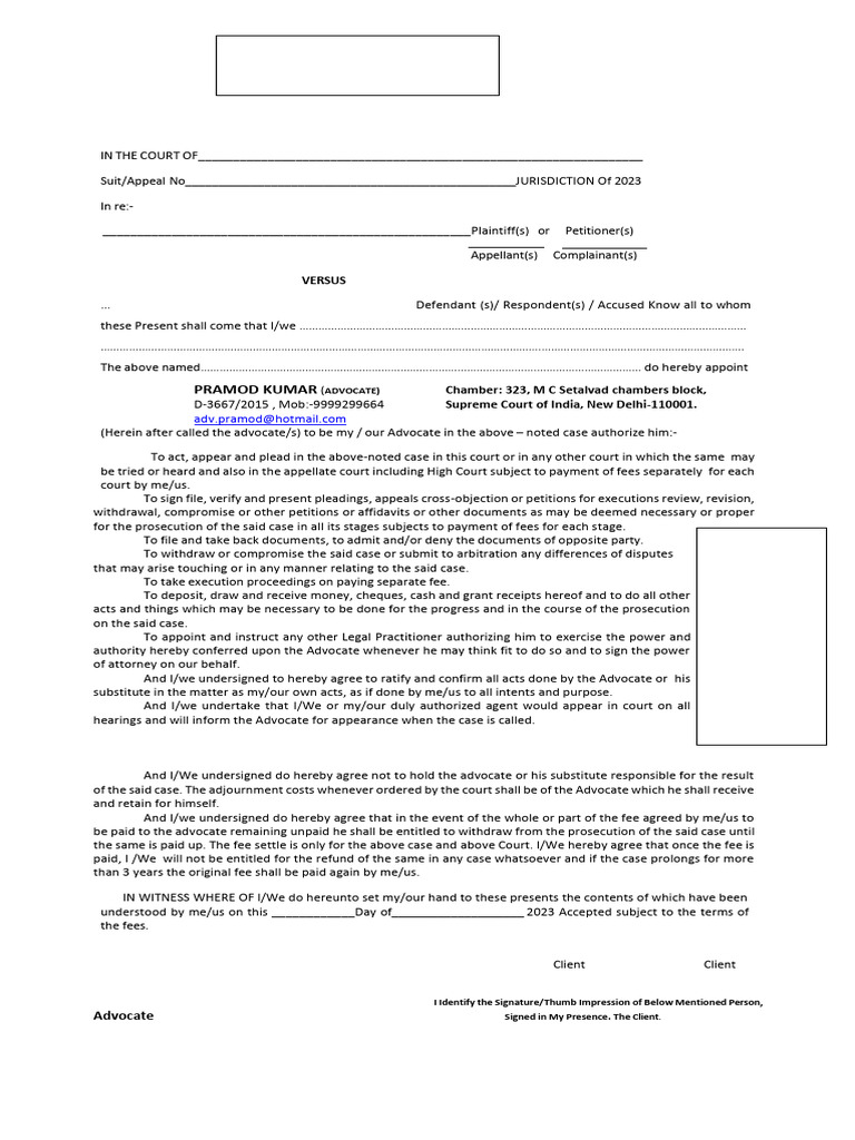 Legal Power of Attorney Form | PDF | Advocate | Legal Procedure