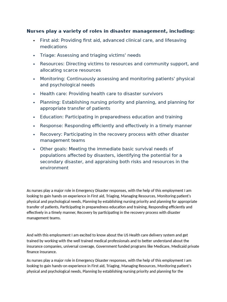 Nurses' Roles in Disaster Management | PDF | Emergency Management | Nursing