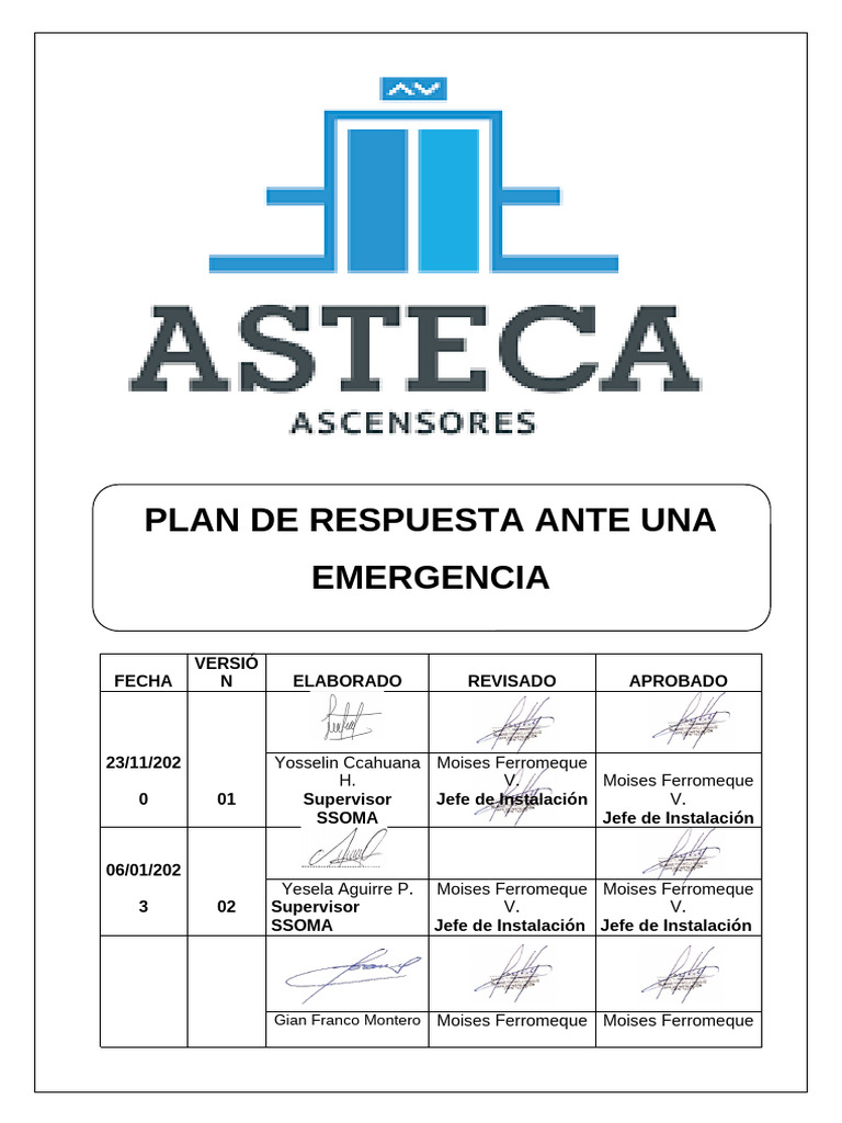 Sgsst-Prae-01 Plan de Emergencia Asteca 2024 | PDF | Primeros auxilios ...