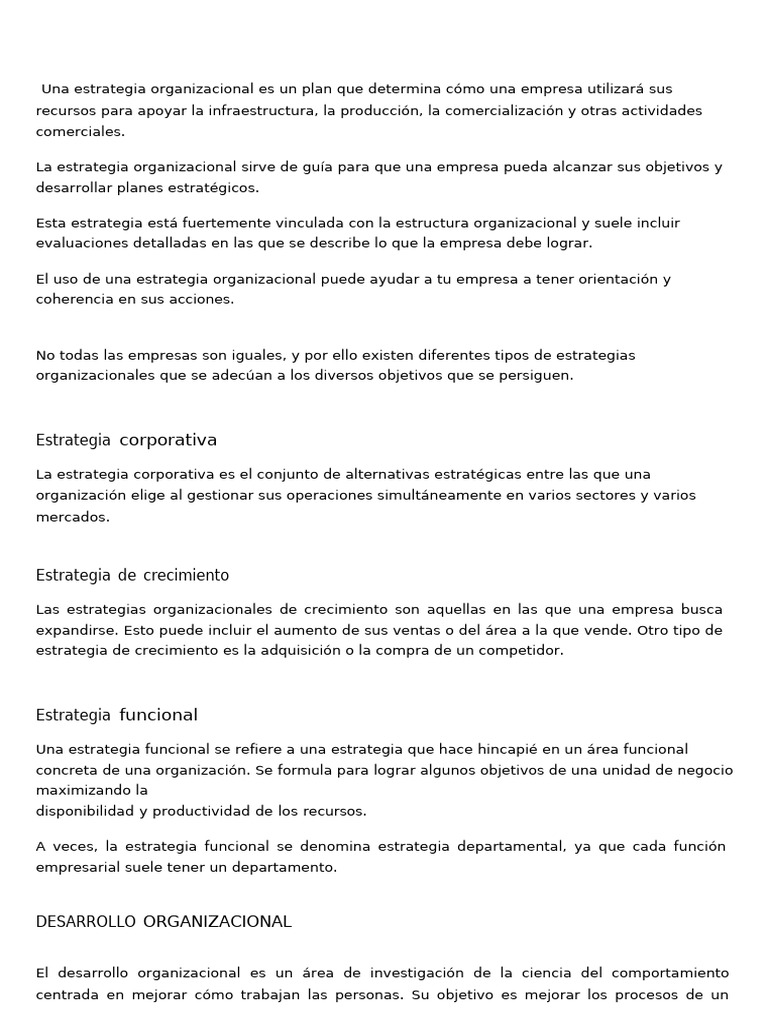 Estrategias y Desarrollo Organizacional | PDF | Business | Sustentabilidad