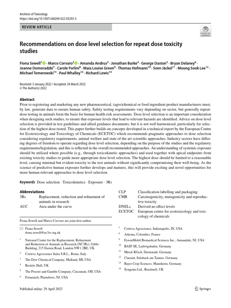 Dose Level Selection in Toxicity Studies | PDF | Toxicity | Toxicology