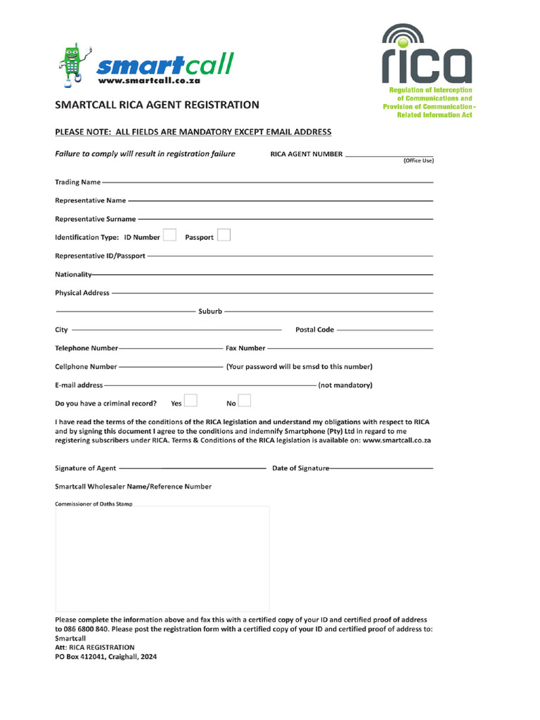 Ricaregistrationform | PDF