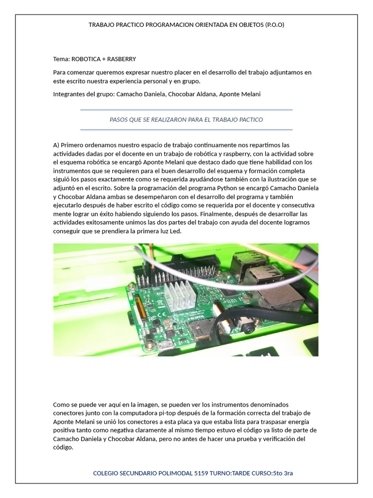 Proyecto de Robótica con Raspberry Pi | PDF | Programación de ...