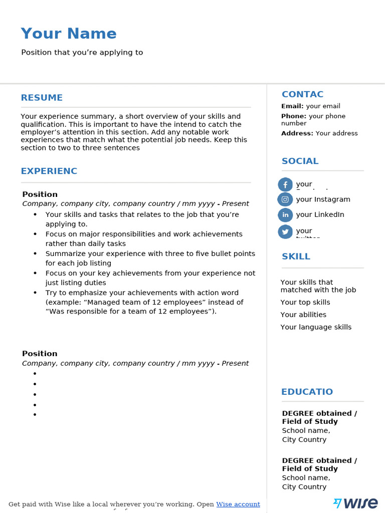 Images - Modern Resume Template 1 | PDF | Résumé
