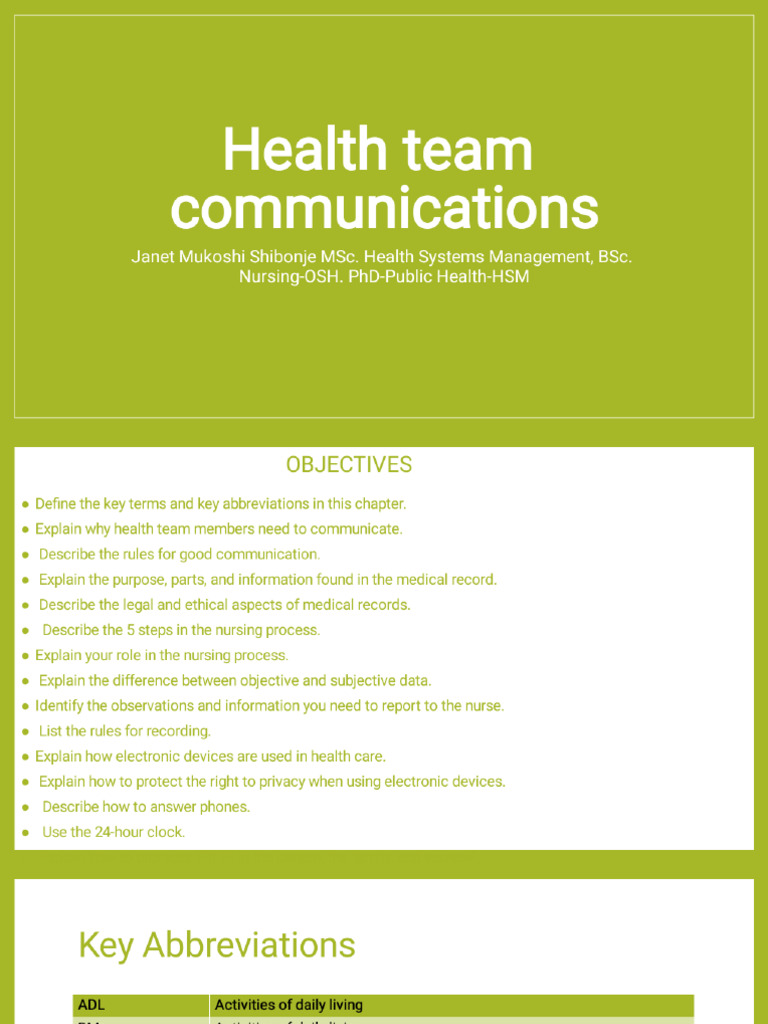 Health Team Communications | PDF