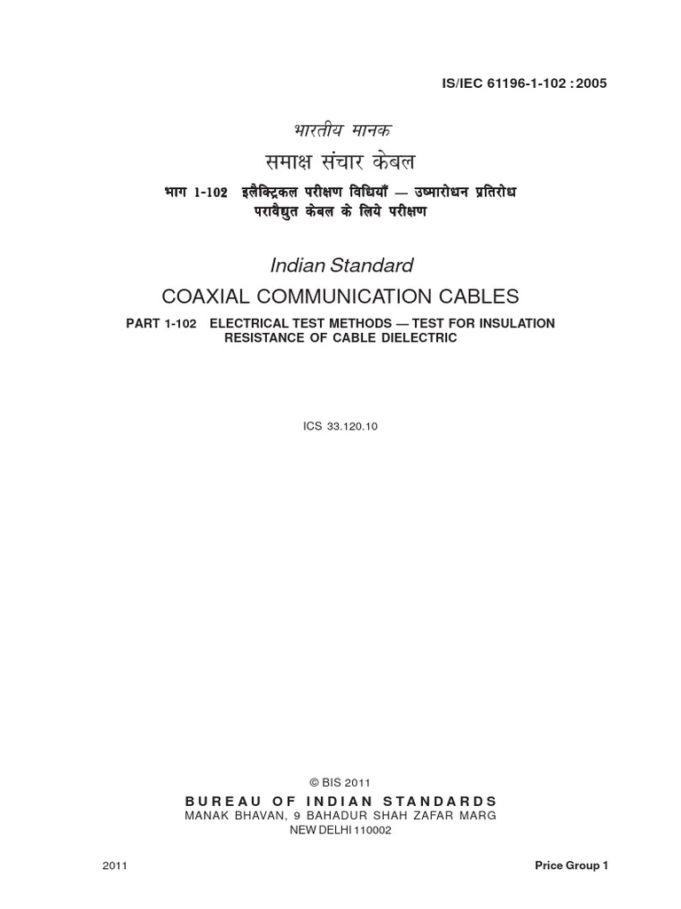 Is Iec 61196 1 102 2005 | PDF | Insulator (Electricity) | Coaxial Cable