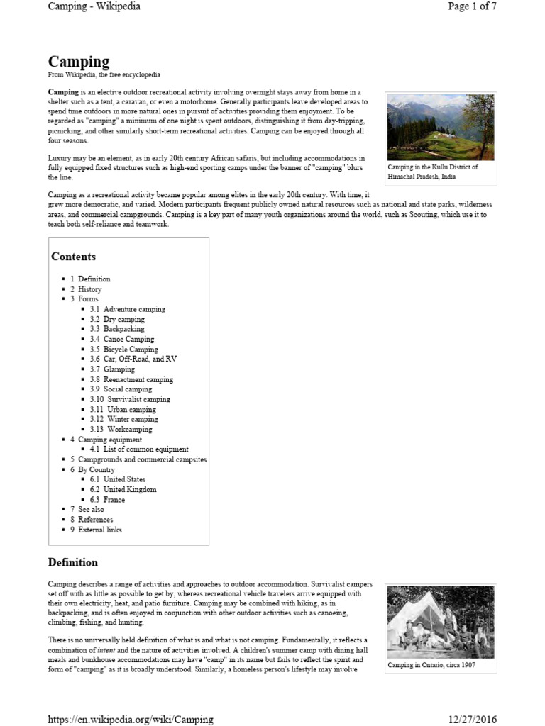 Camping 2016 Pdf Room Pdf Camping Outdoor Recreation
