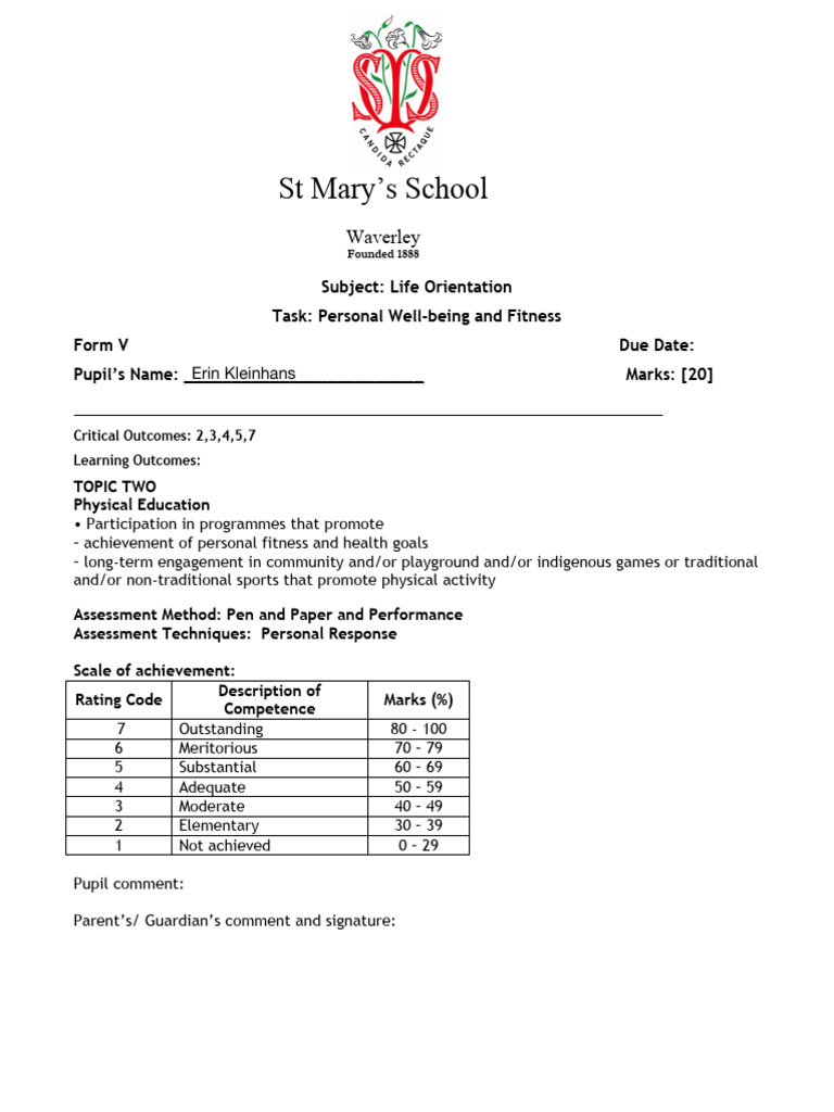 Pe Task 2024 | PDF | Swimming | Running