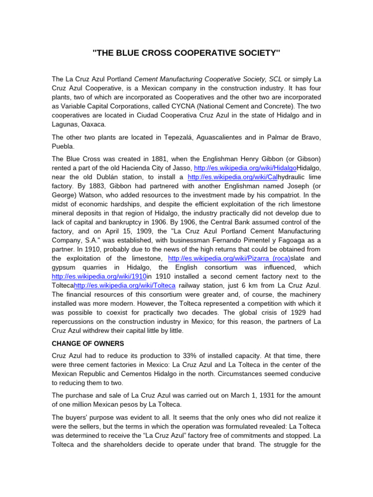 Cruz Azul Cooperative Society - Docx | PDF | Cooperative | Mexico