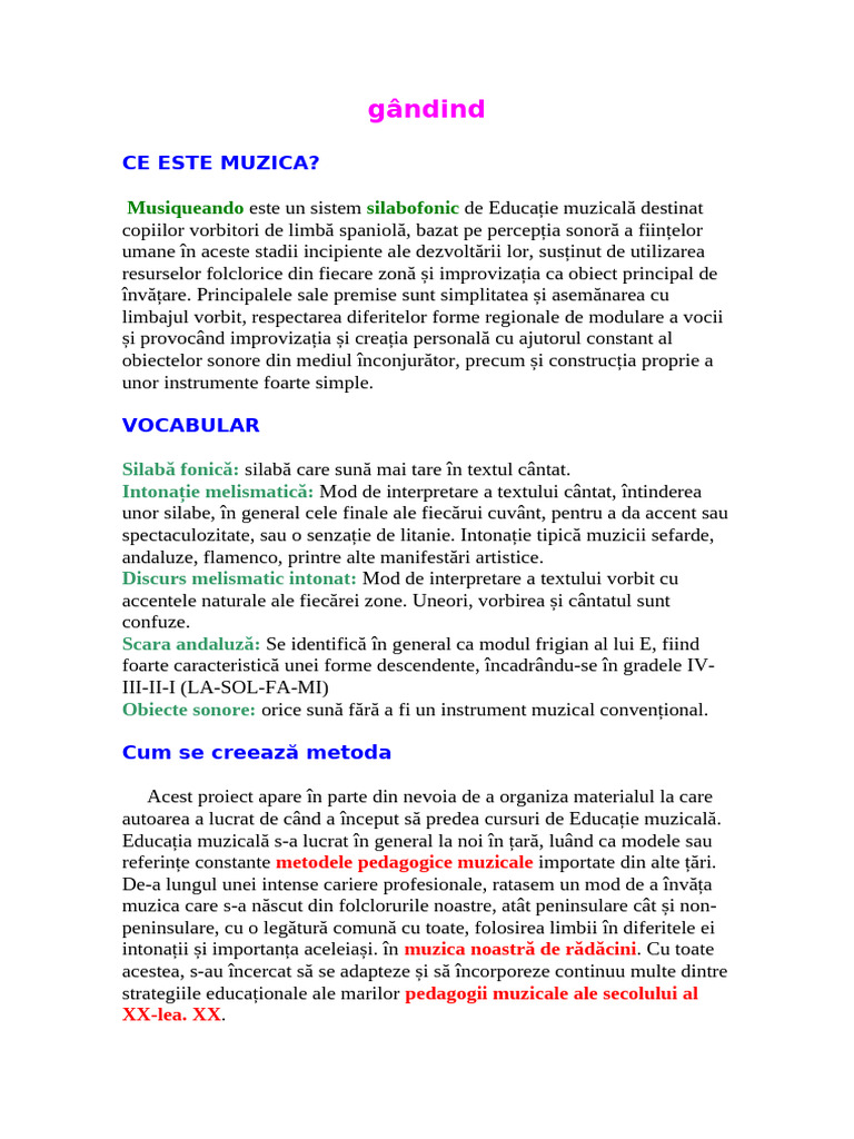 Musiqueando. Metoda de Muzică Spaniolă | PDF